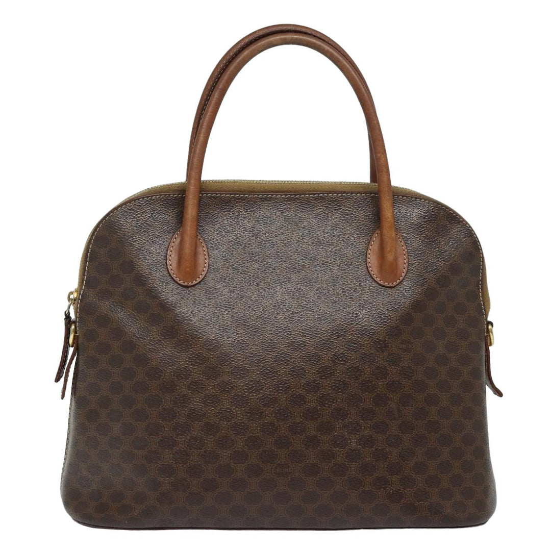 Celine Macadam Canvas Hand Bag PVC Leather Brown  79677