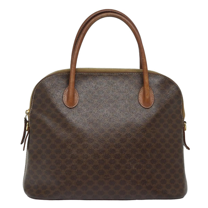 Celine Macadam Canvas Hand Bag PVC Leather Brown  79677