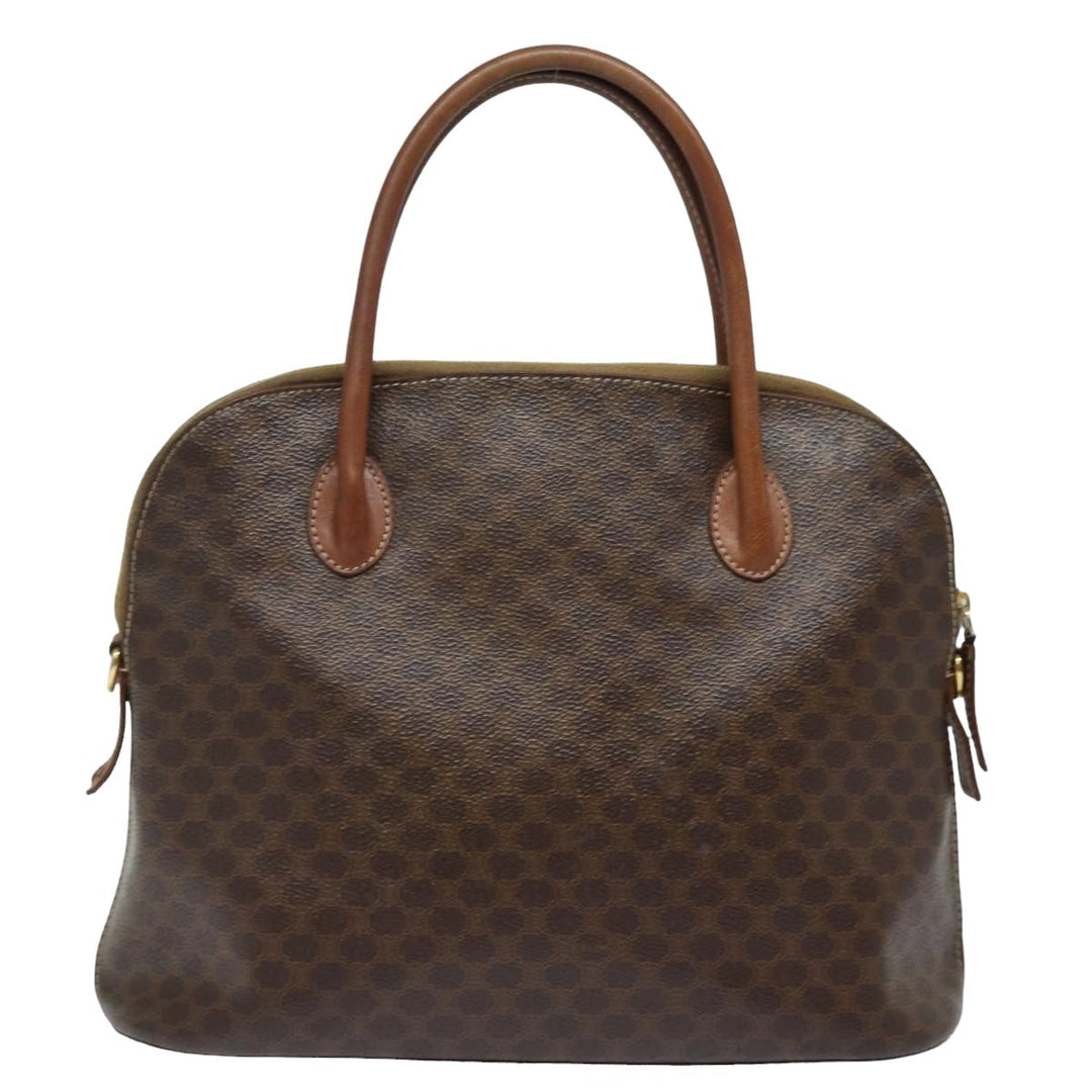 Celine Macadam Canvas Hand Bag PVC Leather Brown  79677