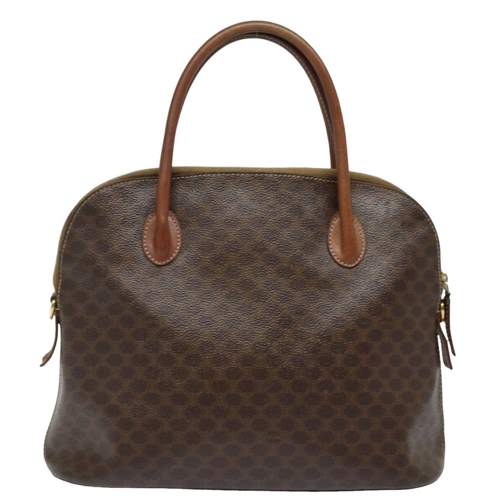 Celine Macadam Canvas Hand Bag PVC Leather Brown  79677