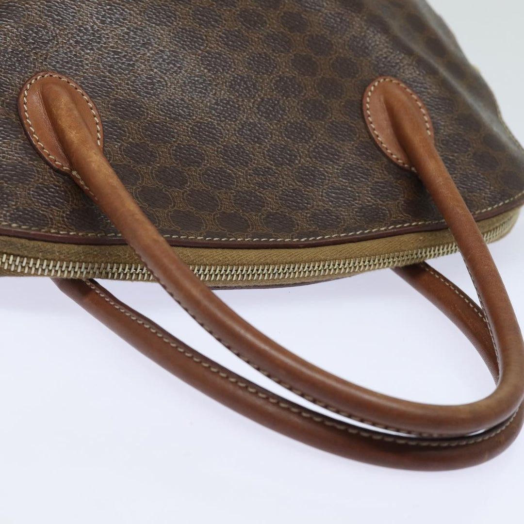 Celine Macadam Canvas Hand Bag PVC Leather Brown  79677