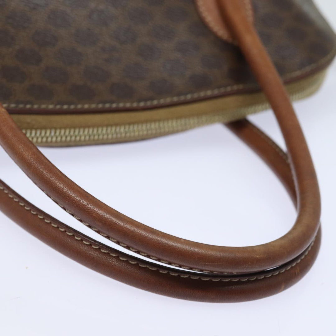 Celine Macadam Canvas Hand Bag PVC Leather Brown  79677