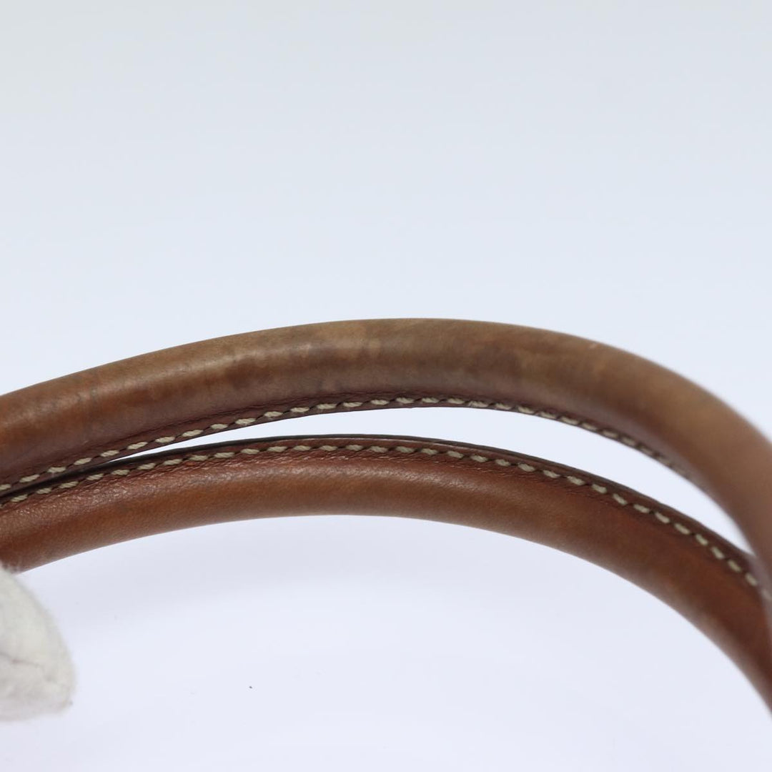 Celine Macadam Canvas Hand Bag PVC Leather Brown  79677