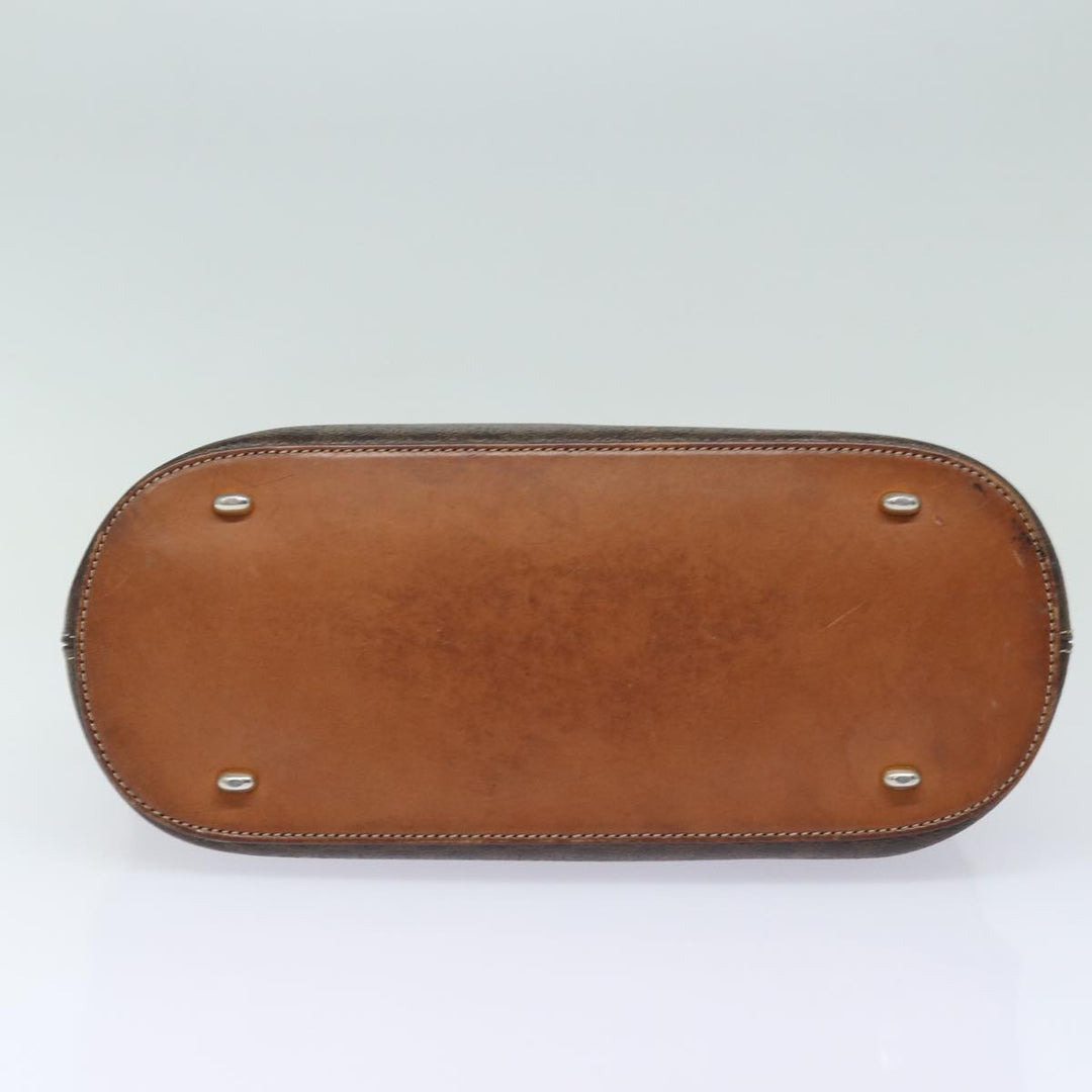 Celine Macadam Canvas Hand Bag PVC Leather Brown  79677