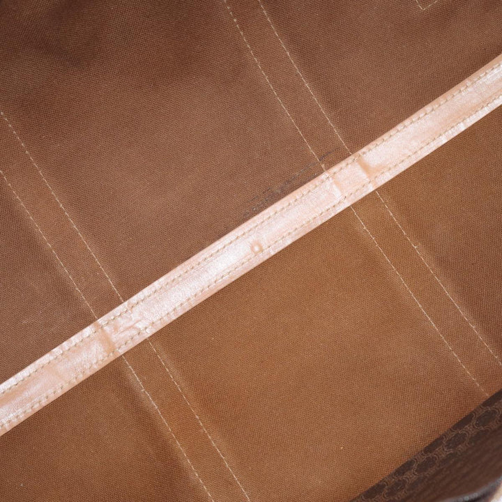 Celine Macadam Canvas Boston Bag PVC Leather Brown Auth 79681
