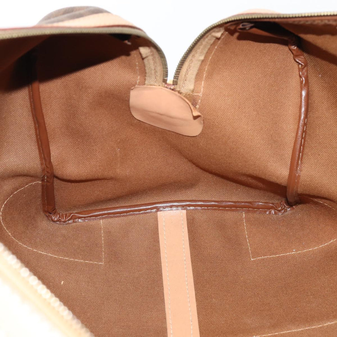 Celine Macadam Canvas Boston Bag PVC Leather Brown Auth 79681