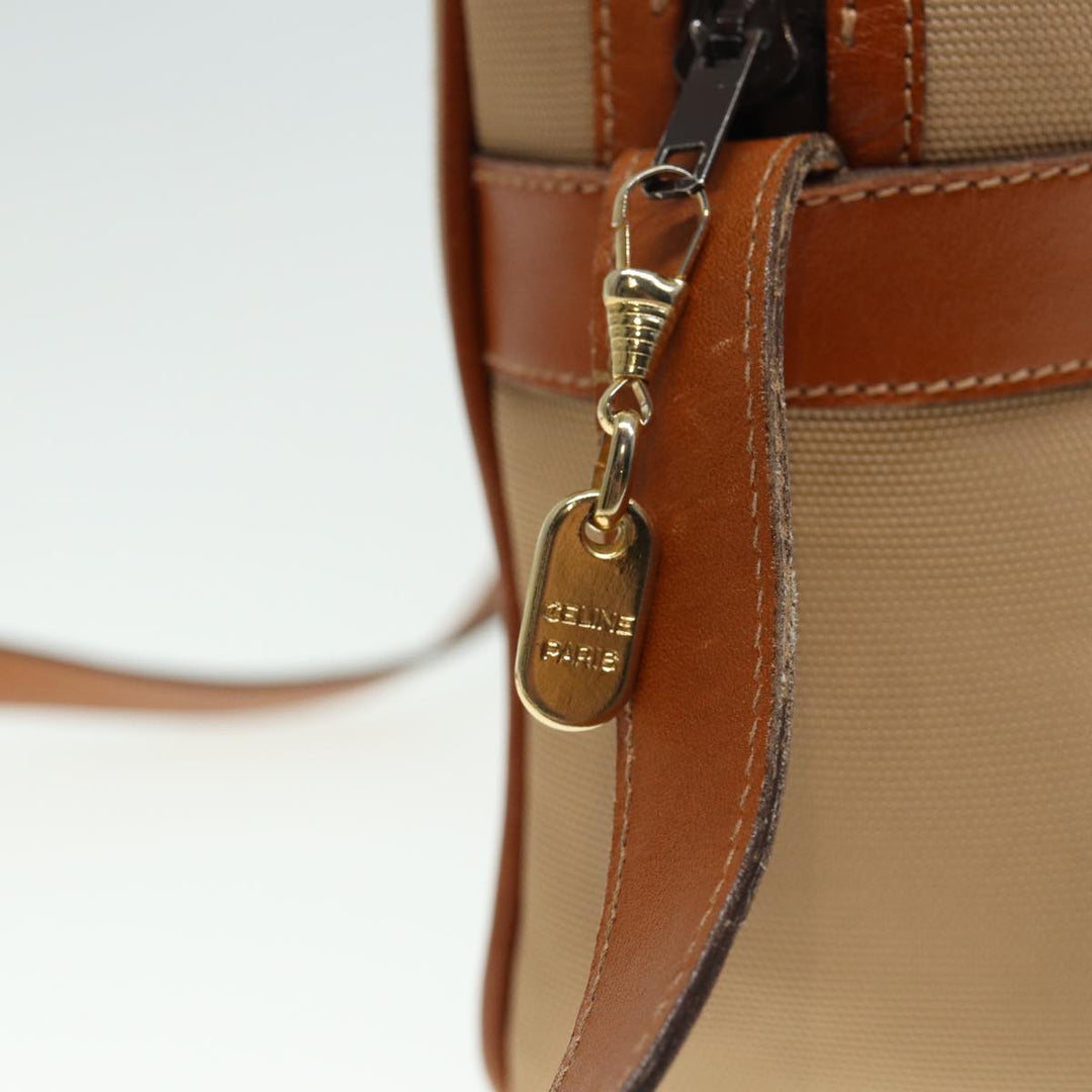 Celine Shoulder Bag Canvas Beige Auth 79694