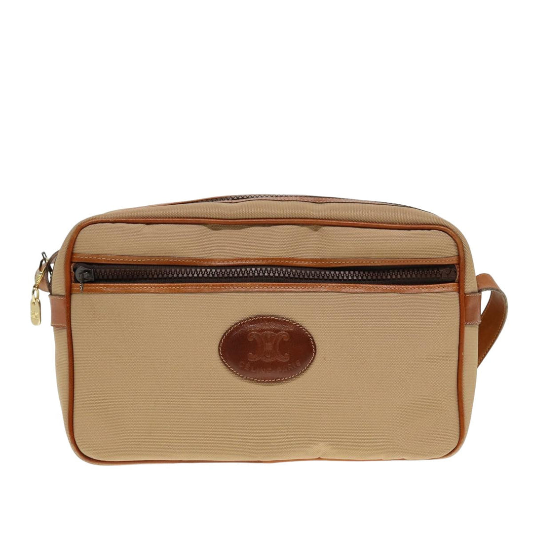 Celine Shoulder Bag Canvas Beige Auth 79694
