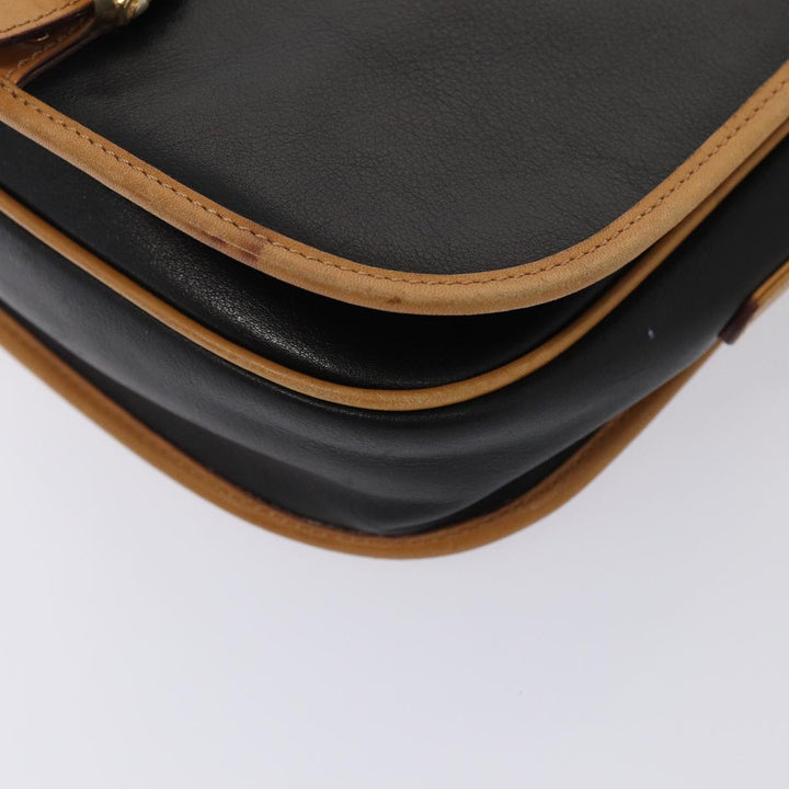 Celine Shoulder Bag Leather Black Auth 79698