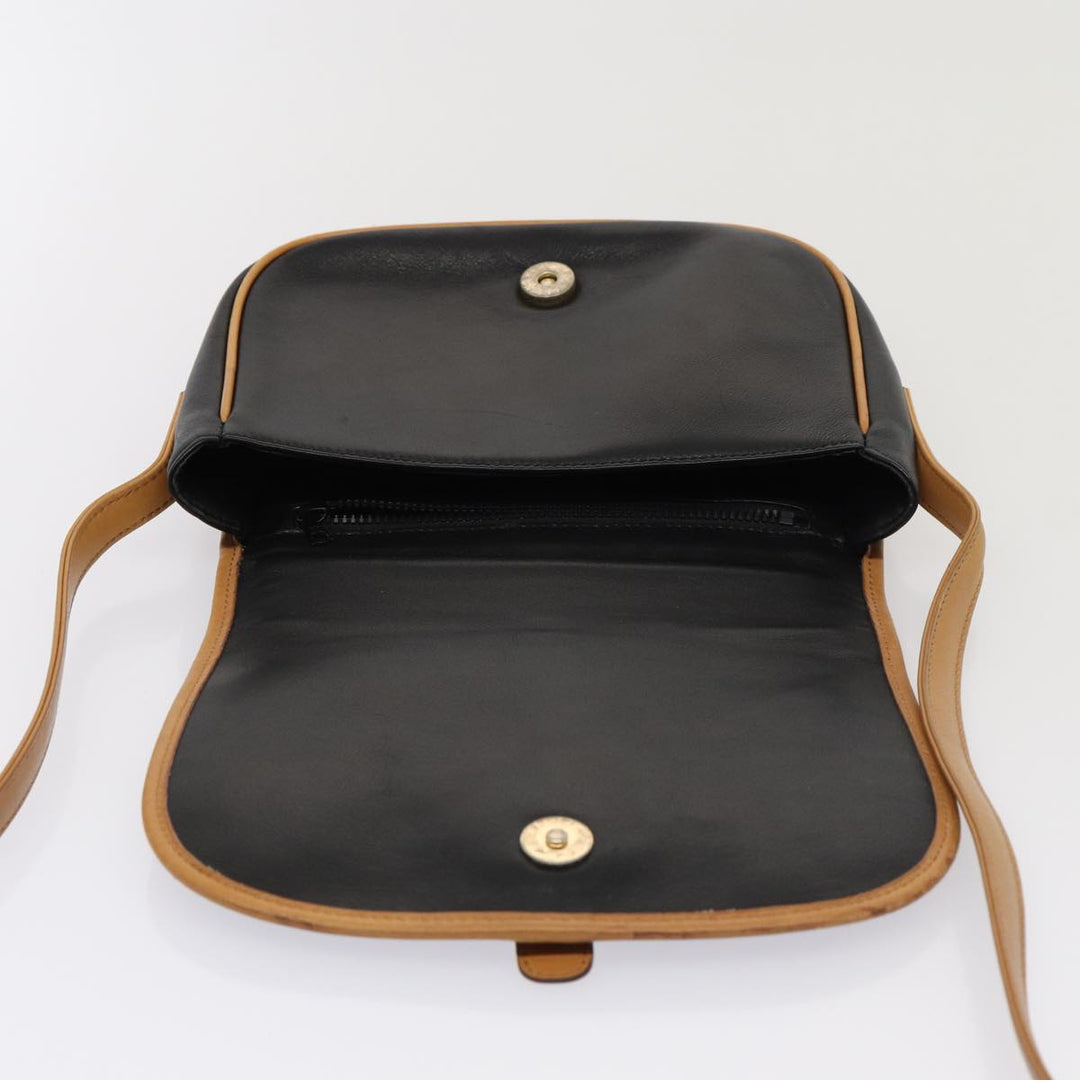 Celine Shoulder Bag Leather Black Auth 79698