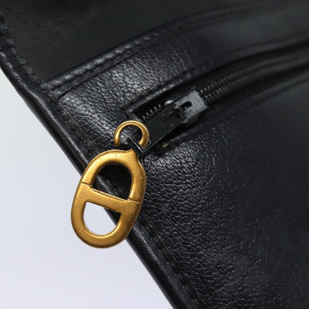 CHRISTIAN Dior Clutch Bag Leather Black Auth 79728