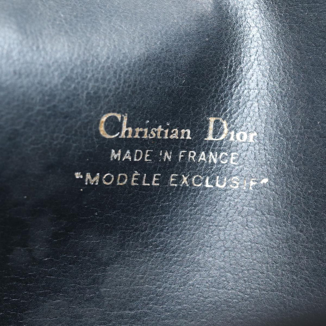CHRISTIAN Dior Clutch Bag Leather Black Auth 79728