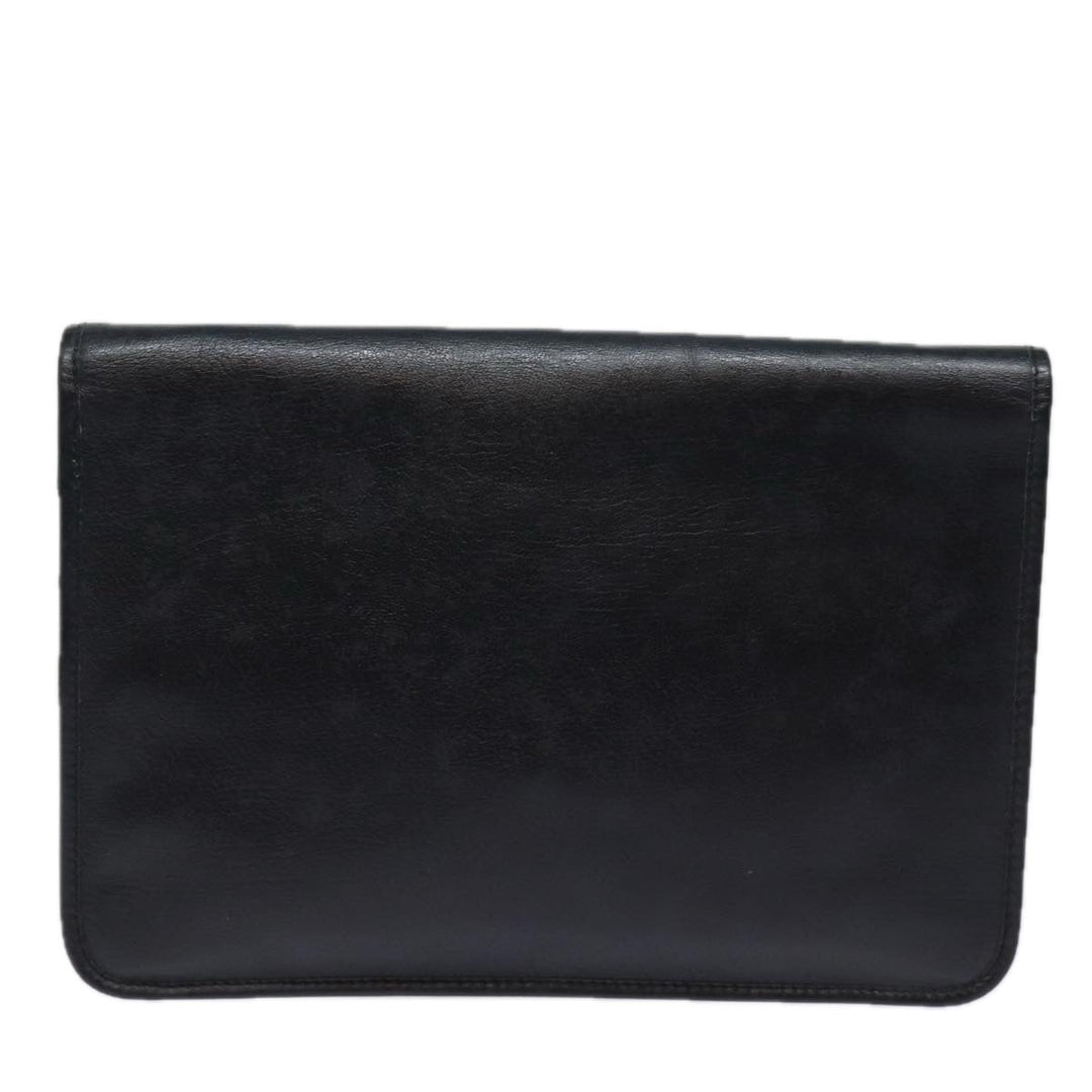 CHRISTIAN Dior Clutch Bag Leather Black Auth 79728