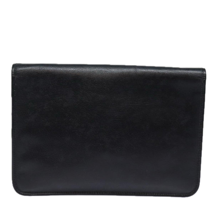 CHRISTIAN Dior Clutch Bag Leather Black Auth 79728