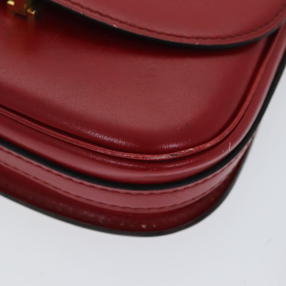 Celine Shoulder Bag Leather Red Auth 79816