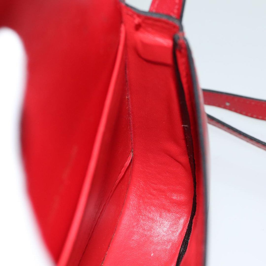 Celine Shoulder Bag Leather Red Auth 79816