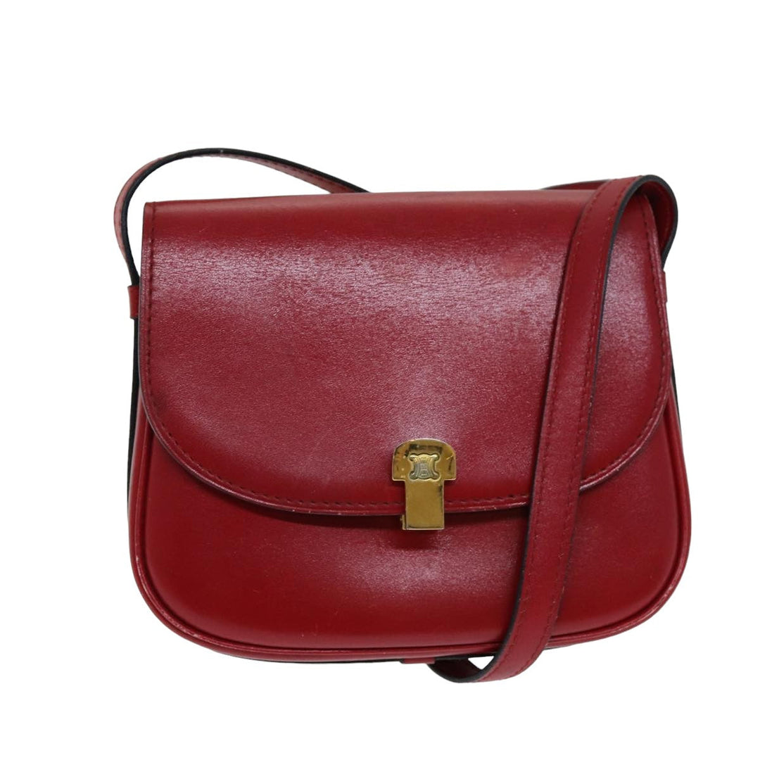 Celine Shoulder Bag Leather Red Auth 79816