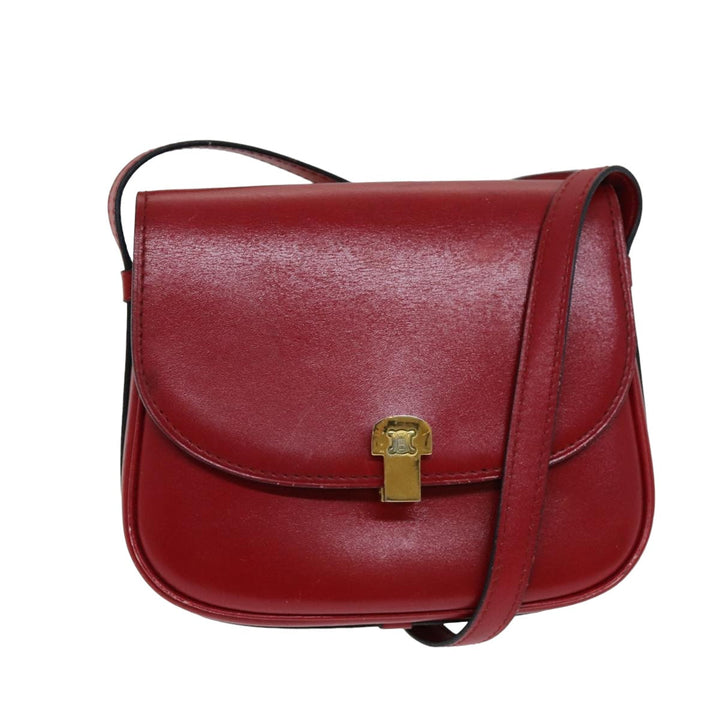 Celine Shoulder Bag Leather Red Auth 79816