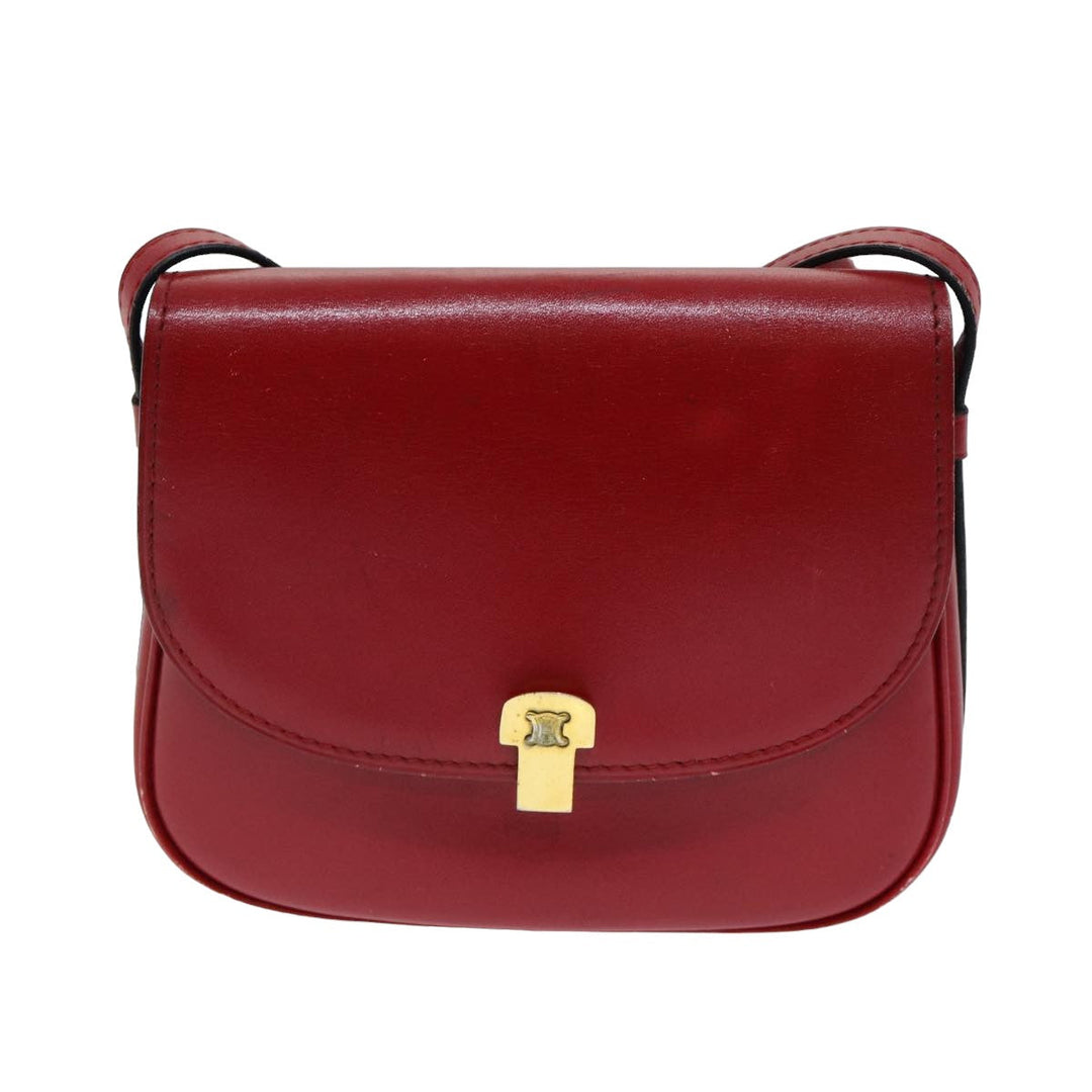 Celine Shoulder Bag Leather Red Auth 79816