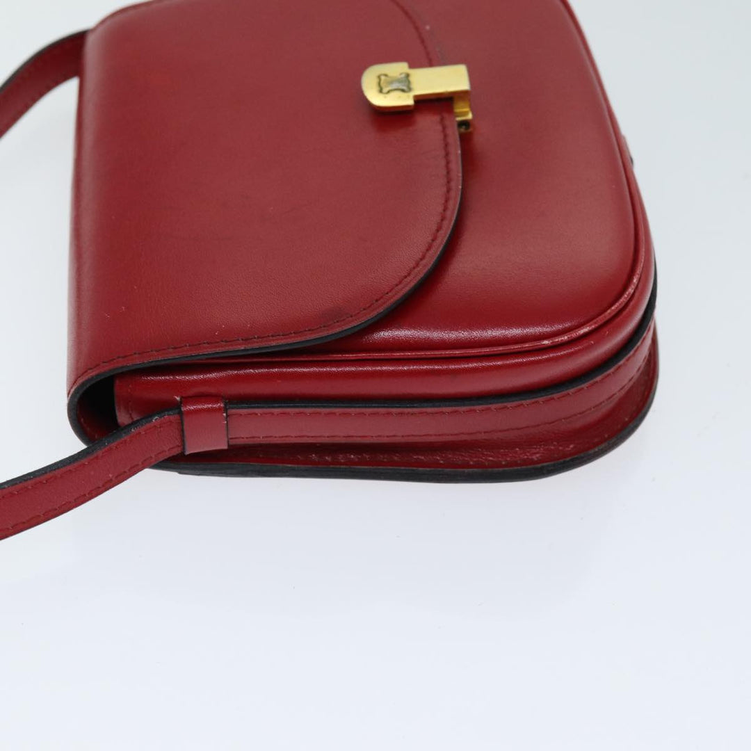 Celine Shoulder Bag Leather Red Auth 79816