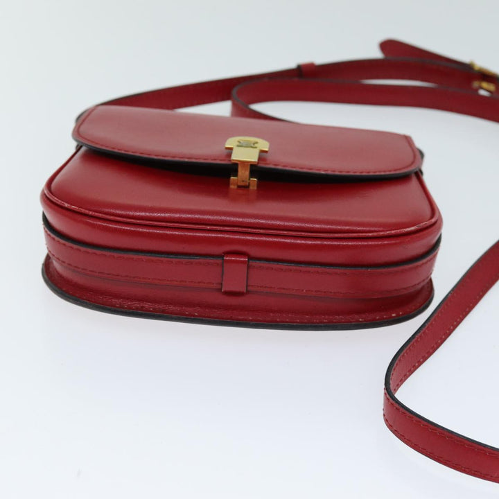 Celine Shoulder Bag Leather Red Auth 79816