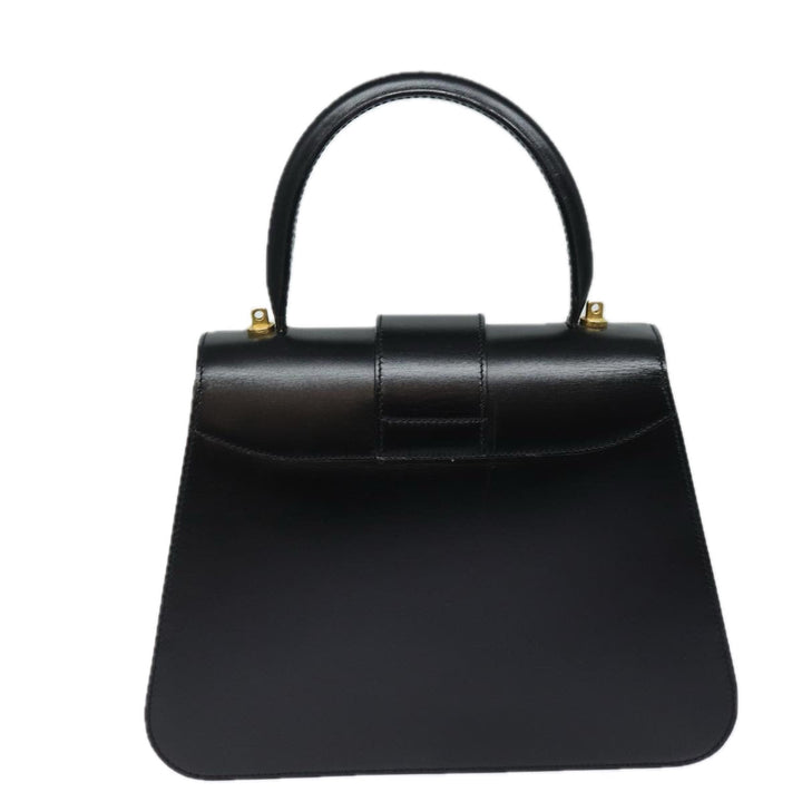 Celine Hand Bag Leather Black Auth 79863