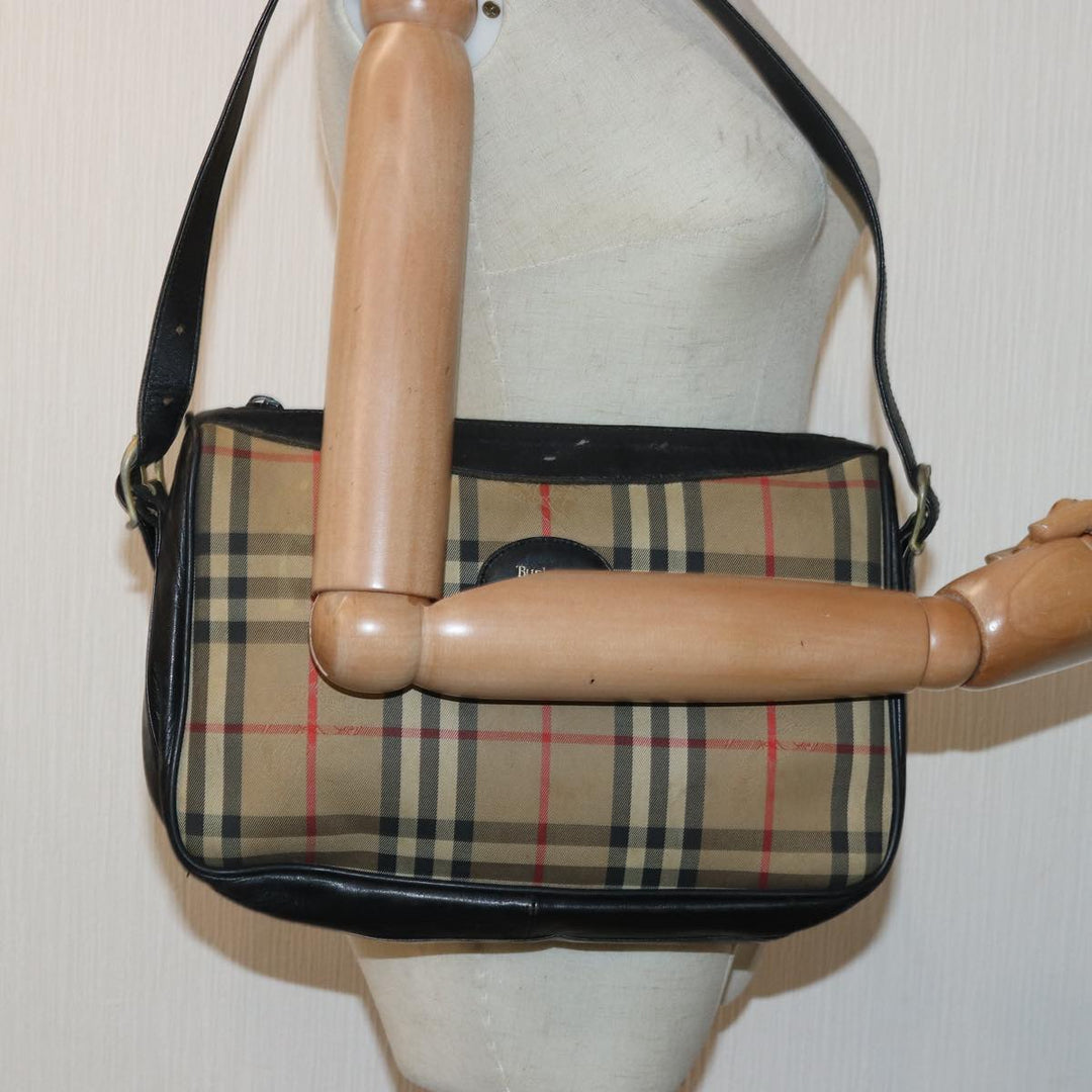 BurberrySs Nova Check Shoulder Bag Canvas Beige Auth 79918