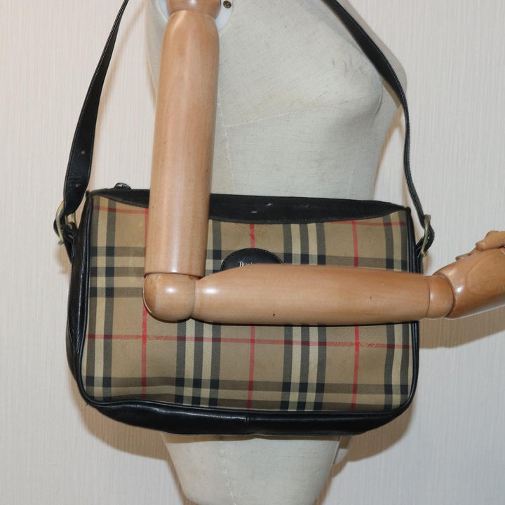 BurberrySs Nova Check Shoulder Bag Canvas Beige Auth 79918