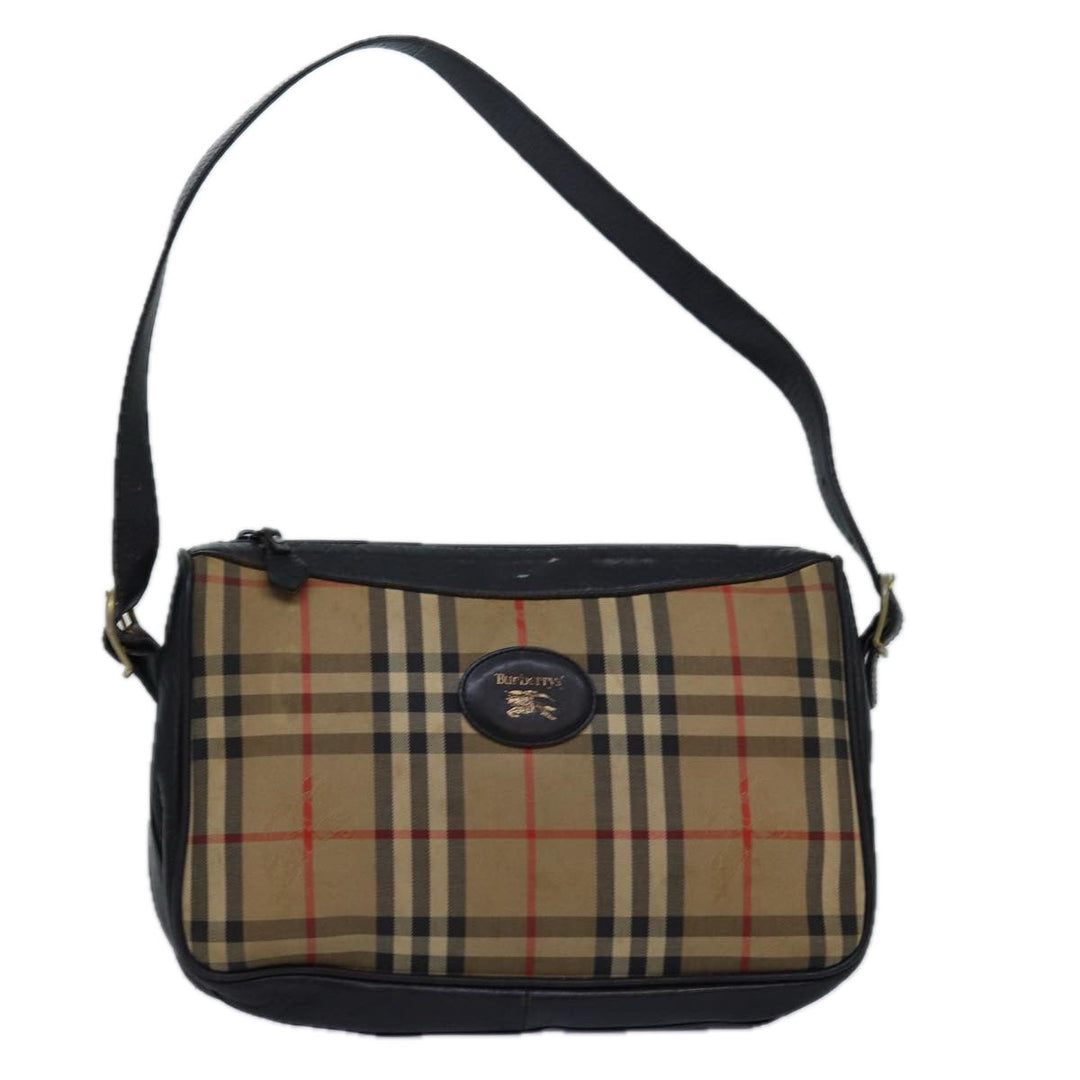 BurberrySs Nova Check Shoulder Bag Canvas Beige Auth 79918