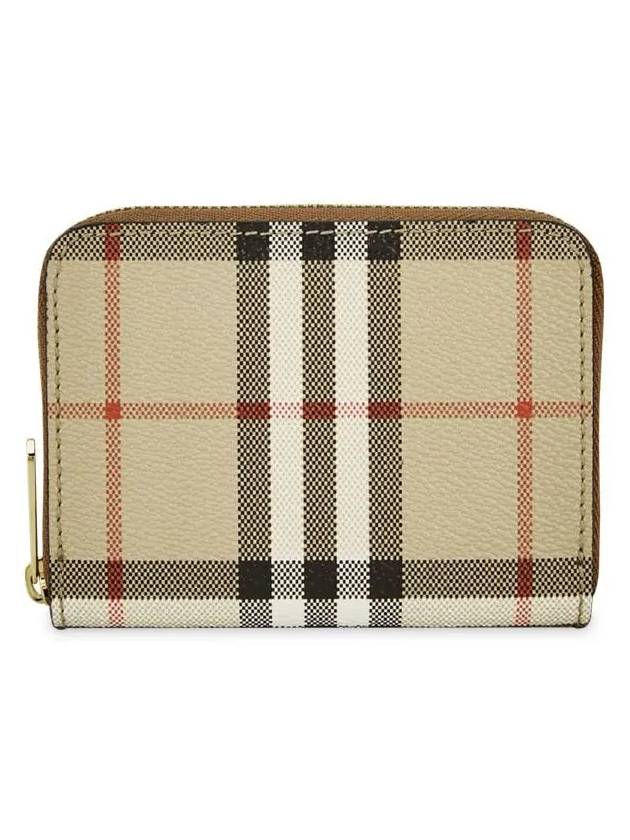 Burberry Check Leather Coin Wallet Beige