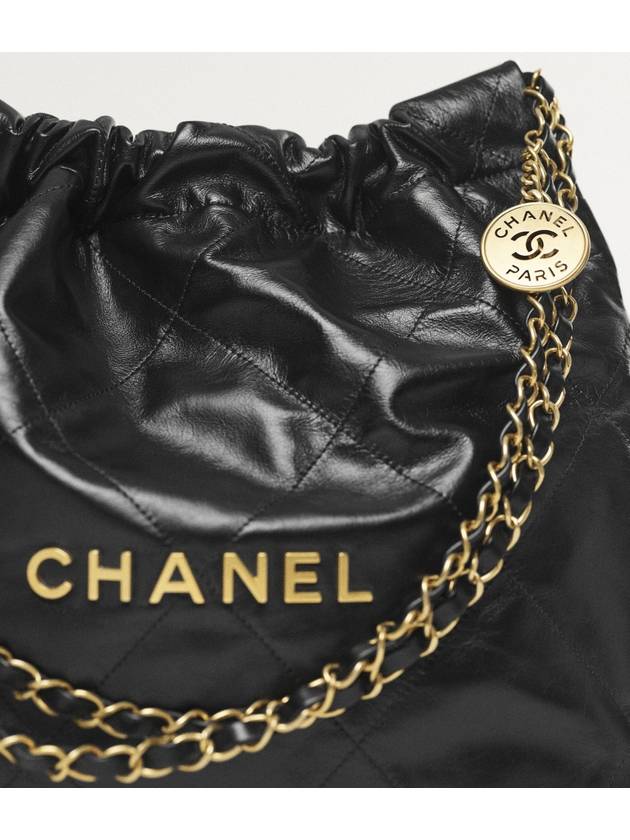 22 Shiny Calfskin Small Shoulder Bag Black Chanel