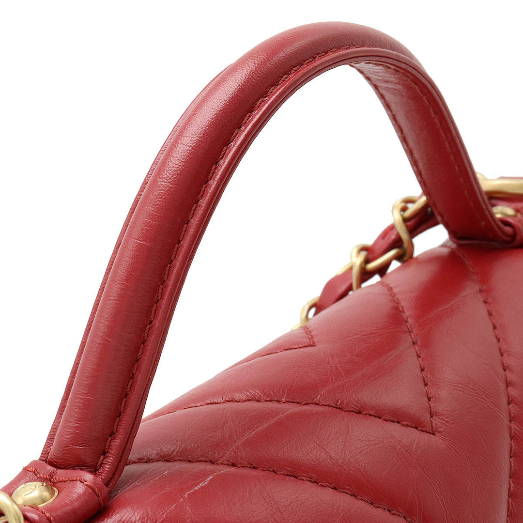 Top Quality Chanel V Stick Chevron Top Handle Handbag 2WAY Chain Shoulder Bag Laser Red Red Gold  Black / Blue / Blue