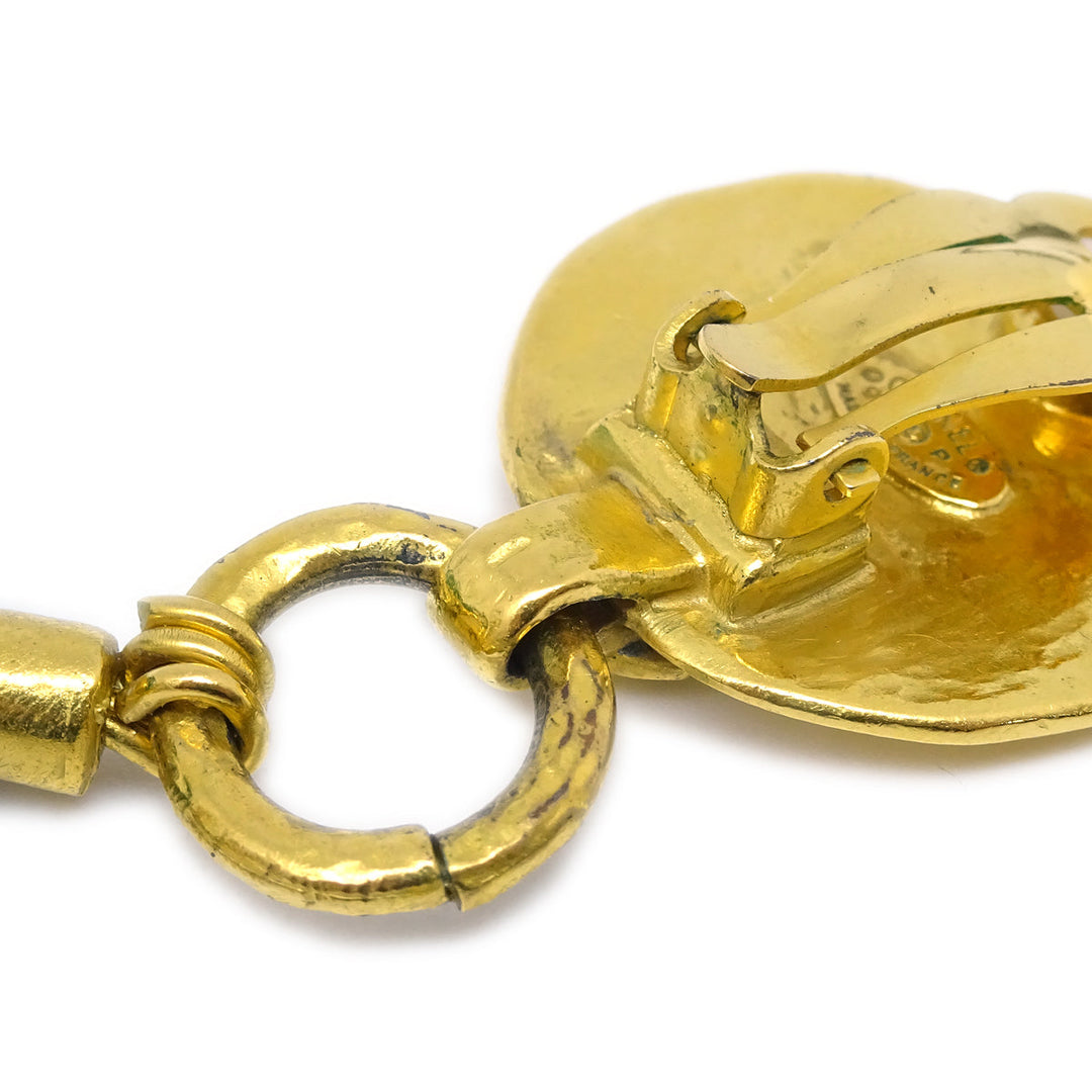 Top Quality Chanel Gold Blue Dangle Stone Earrings Clip-On 98P