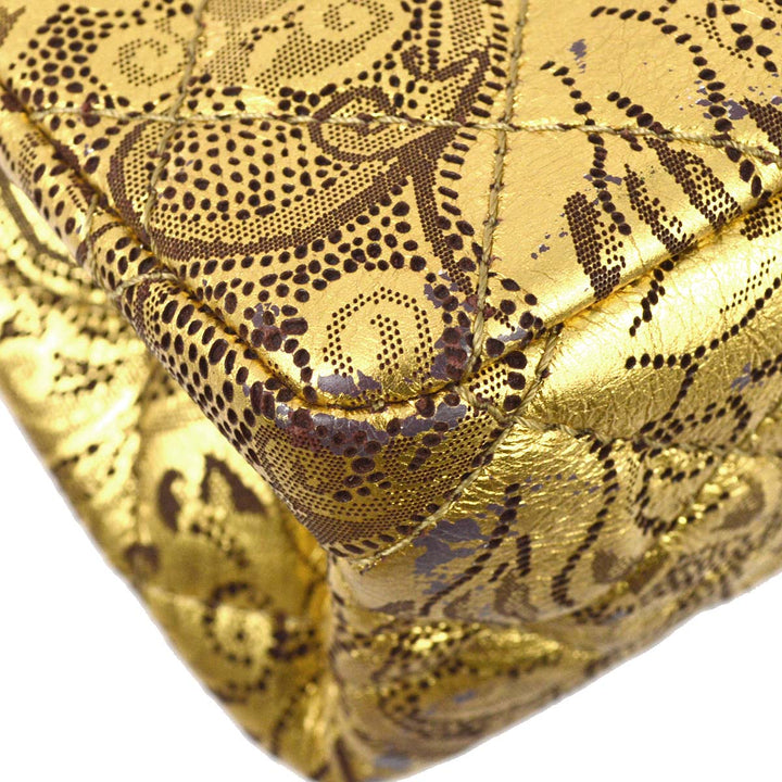 Top Quality Chanel 2008 A Paris-Moscow Runway Metallic Gold Leather 2.55 Reissue Double Flap Bag