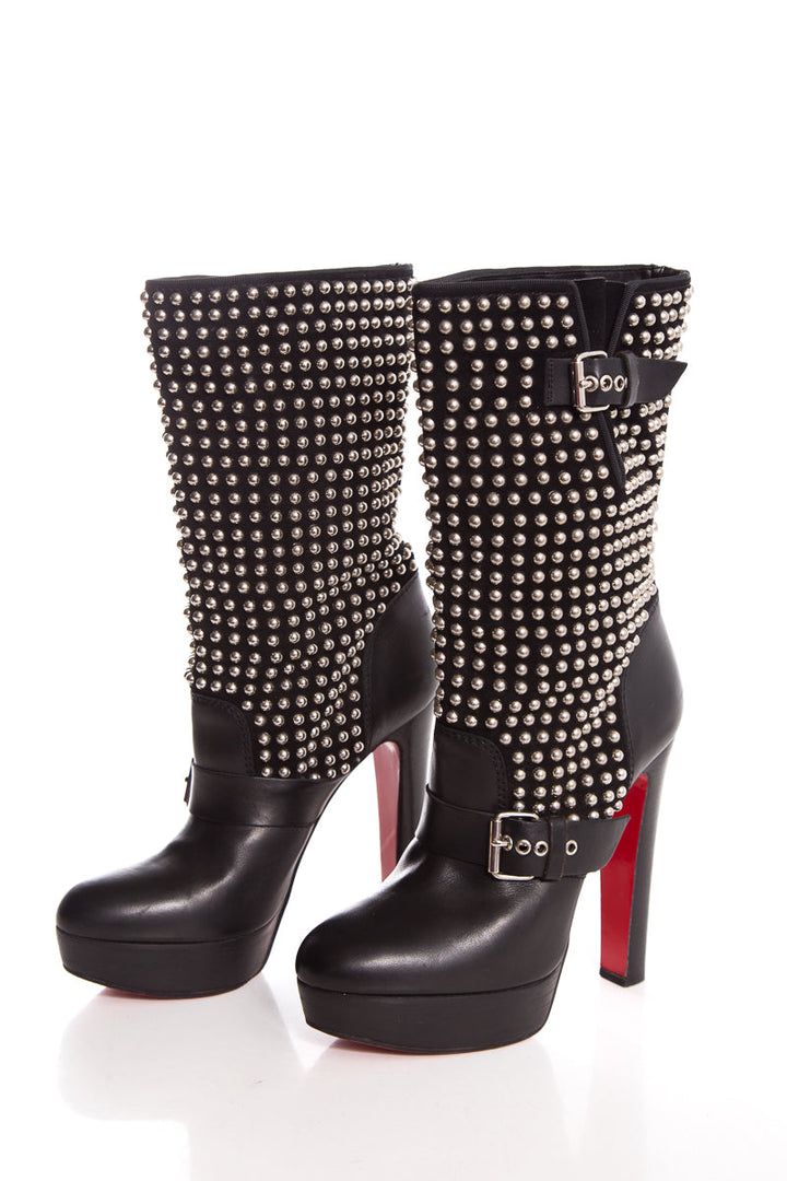 Christian Louboutin Black Patform Studded Boots SZ 40