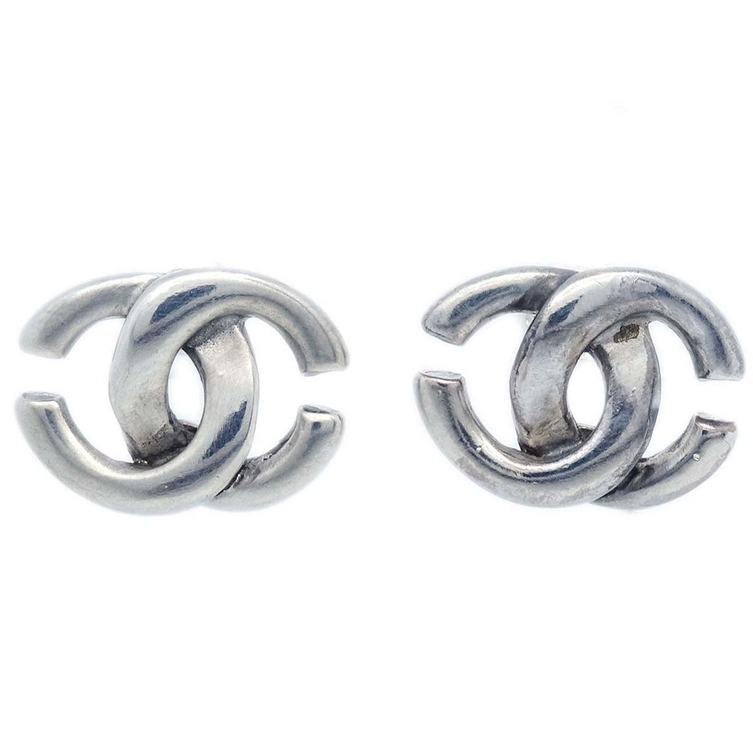 Top Quality Chanel CC Piercing Earrings Silver 01A