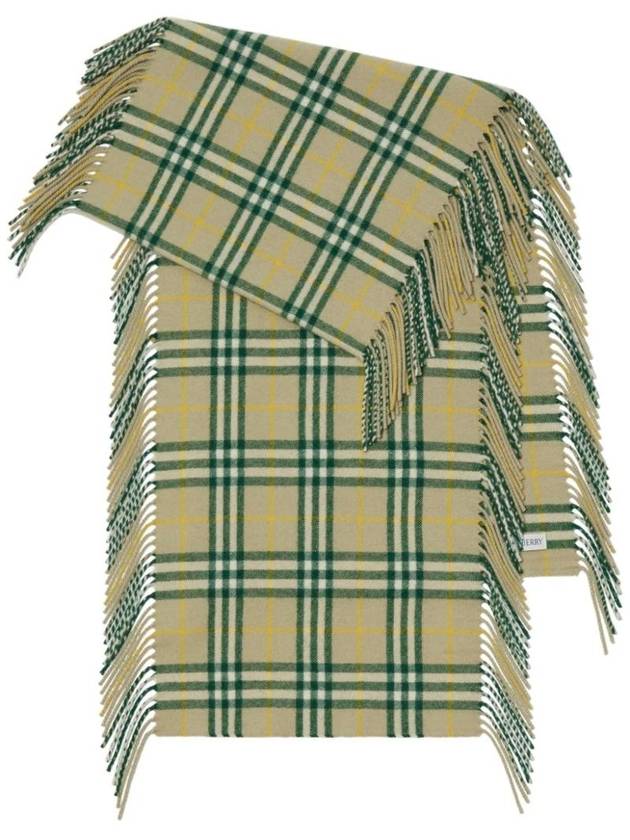 Burberry Check Print Cashmere Scarf Green
