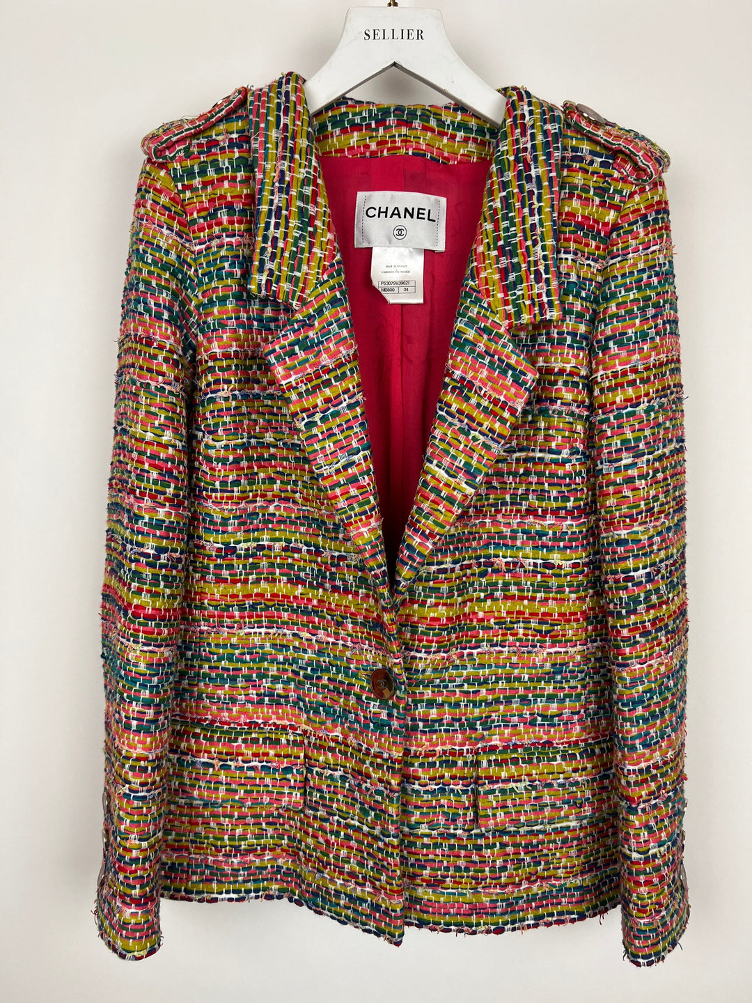Top Quality Chanel Resort 2016 Multicolour Tweed Single Breasted Blazer Size FR 34 (UK 6)