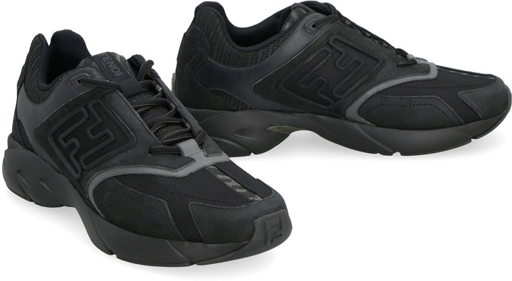Faster Trainers - Black nubuck leather low-tops