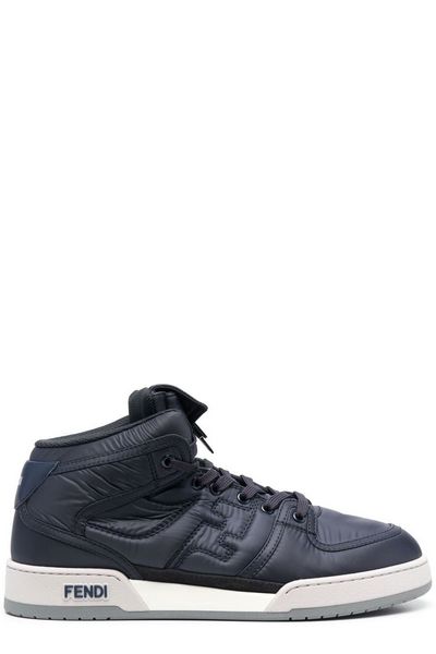 FENDI MATCH HIGH TOPS: TEXTURED CANVAS/LEATHER