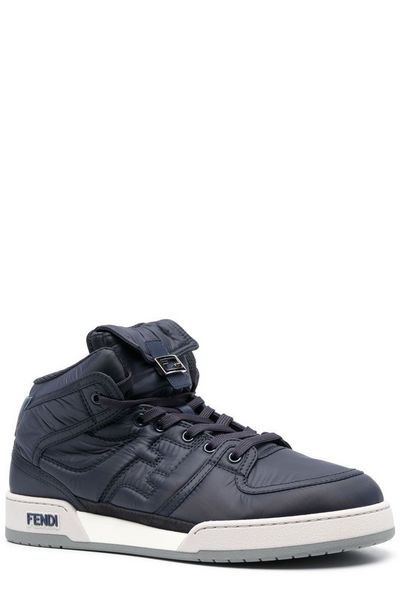 FENDI MATCH HIGH TOPS: TEXTURED CANVAS/LEATHER