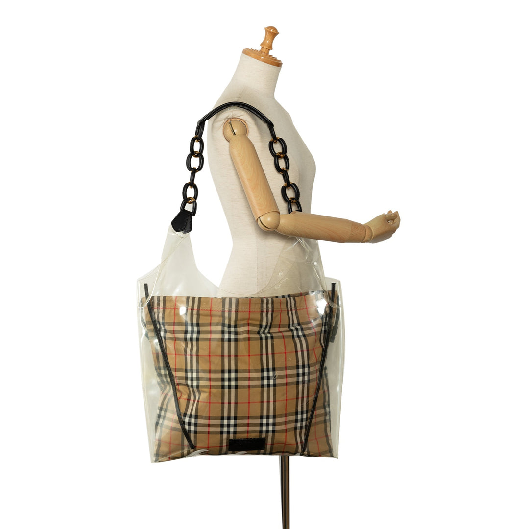 BURBERRY Plastic and House Check Shopper Tote Tote Bag
