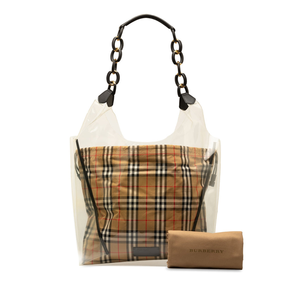 BURBERRY Plastic and House Check Shopper Tote Tote Bag
