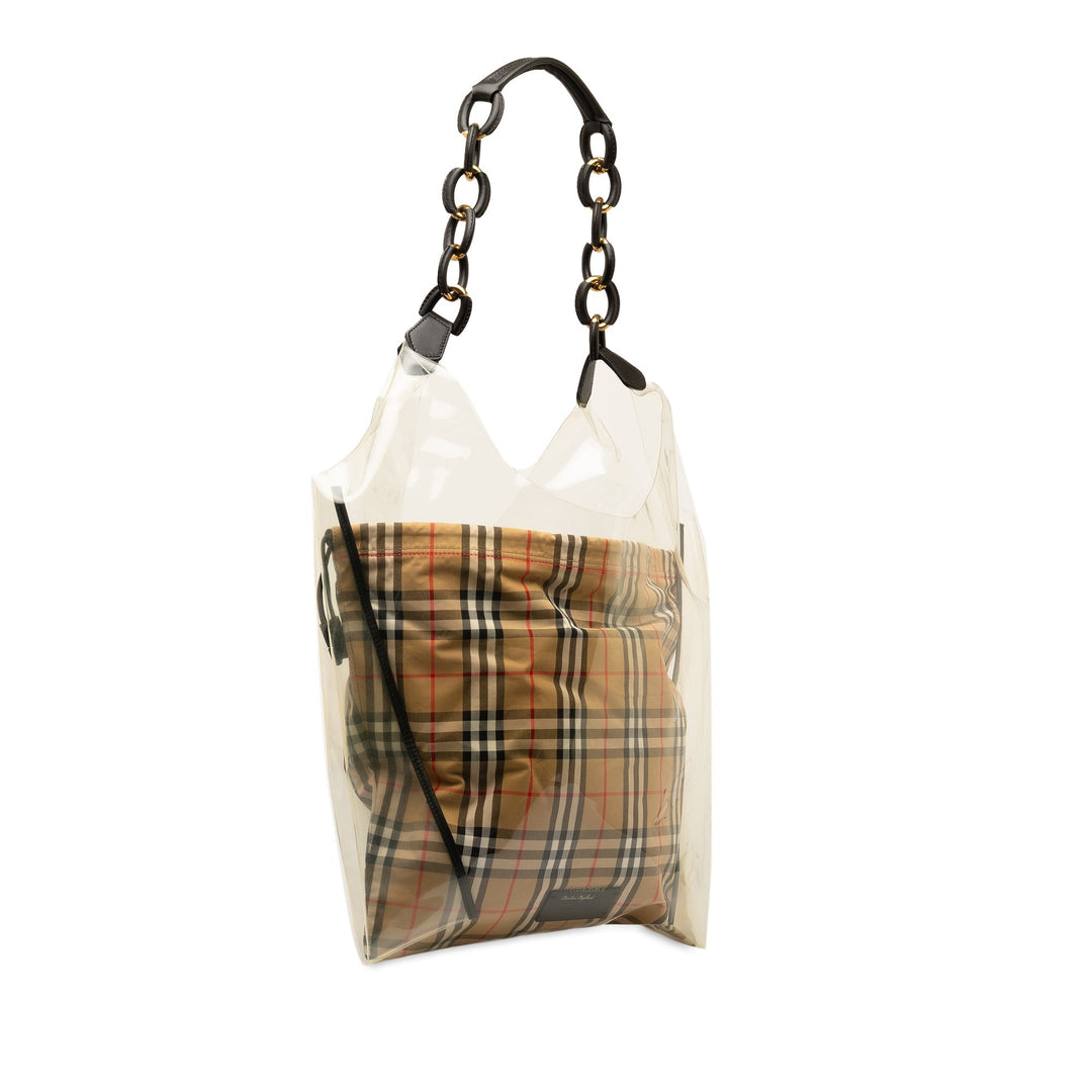 BURBERRY Plastic and House Check Shopper Tote Tote Bag
