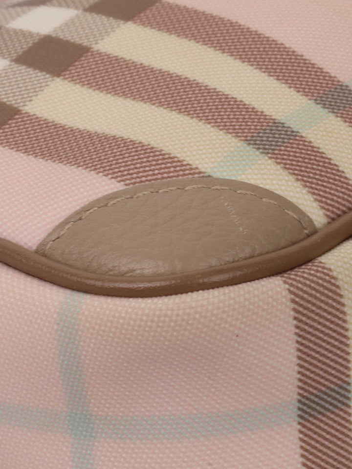 Burberry Mini Pastel Pink Check Camera Bag.