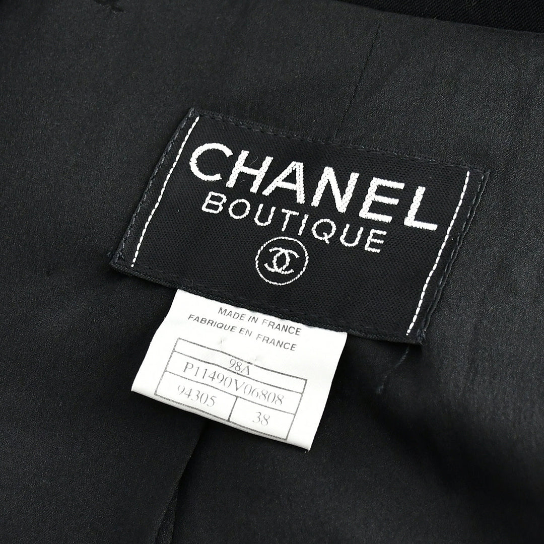 Top Quality Chanel Double Breasted Jacket Black 98A #38