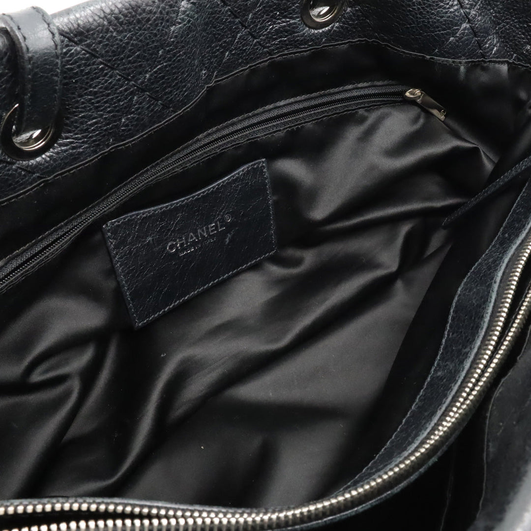 Top Quality Chanel Top Quality Chanel Onza Road Coco Tote Bag Shoulder Bag Shoulder Killing Leather Black Black Silver  A48019