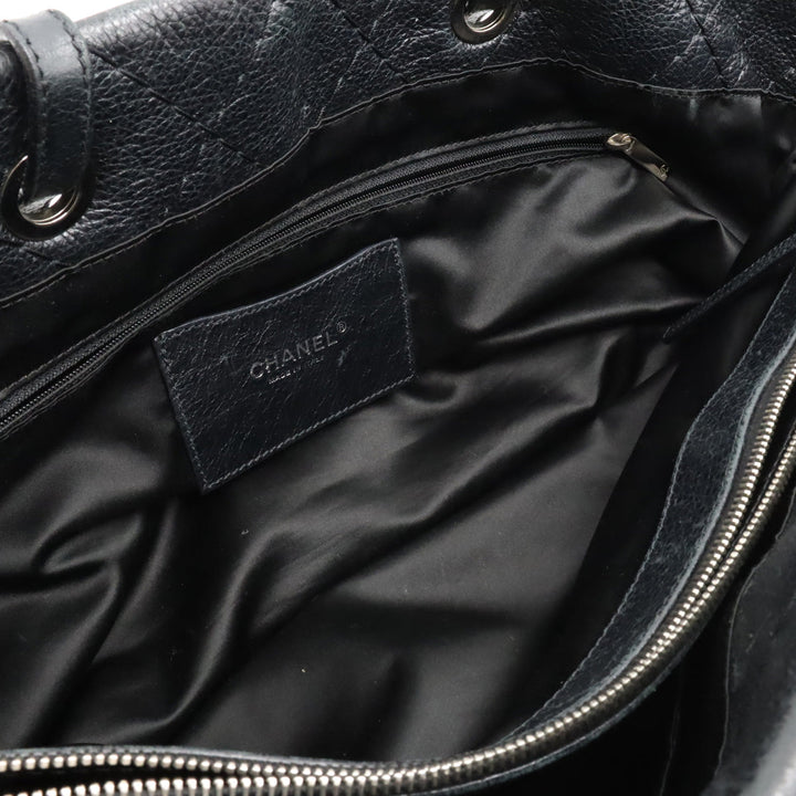 Top Quality Chanel Top Quality Chanel Onza Road Coco Tote Bag Shoulder Bag Shoulder Killing Leather Black Black Silver  A48019