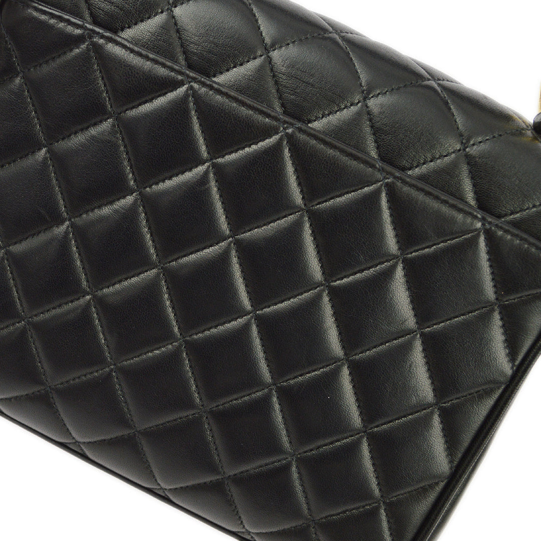 Top Quality Chanel Black Lambskin Straight Flap Handbag