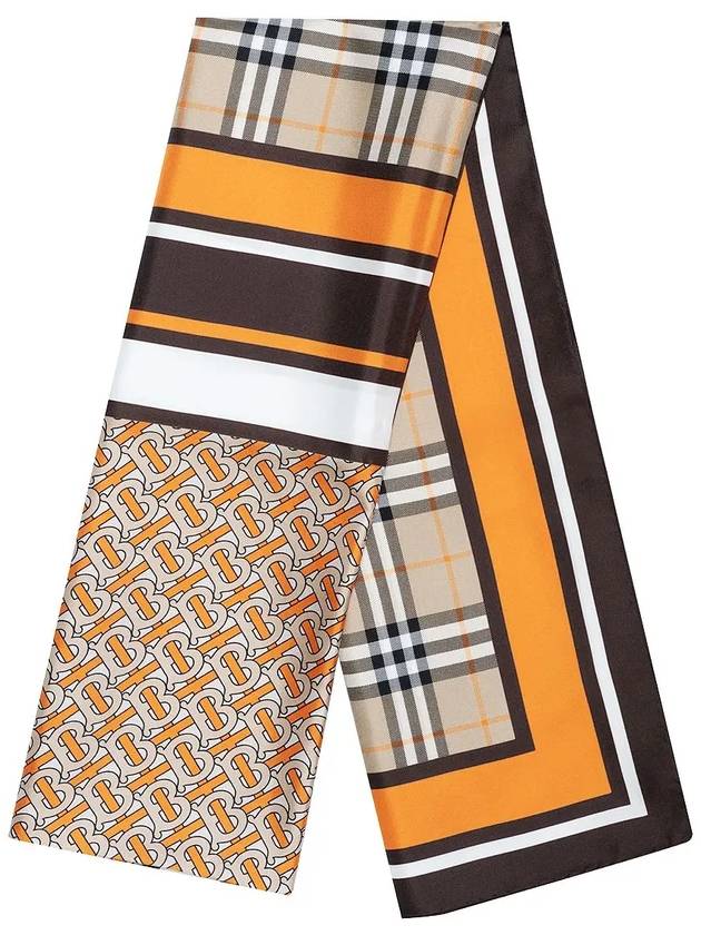 Burberry Monogram Icon Stripe Check Scarf Bright Orange